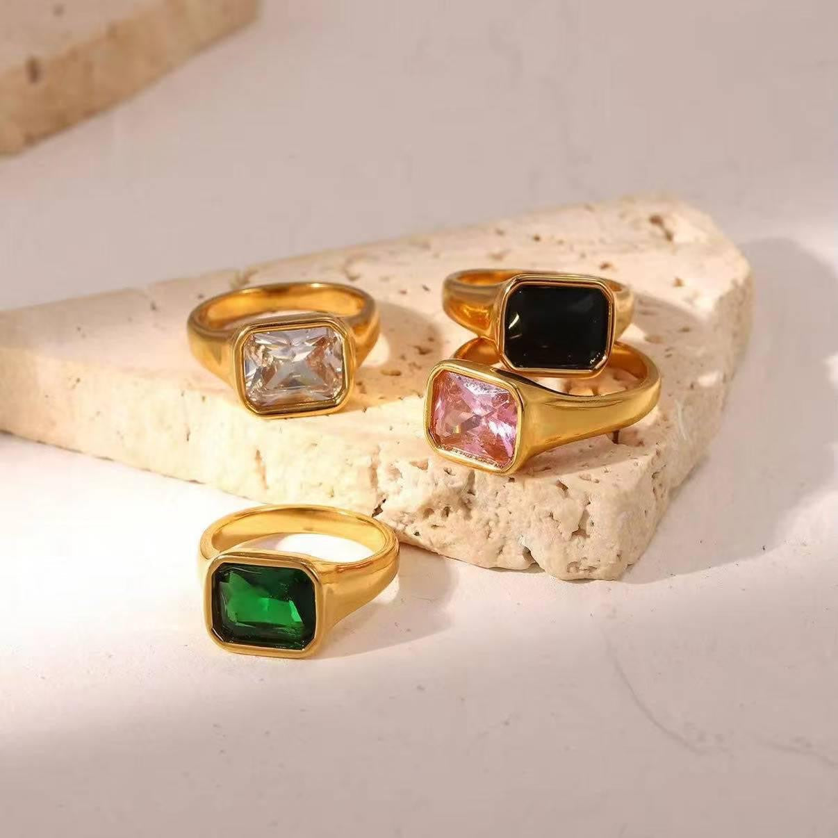Green Big Stone Ring