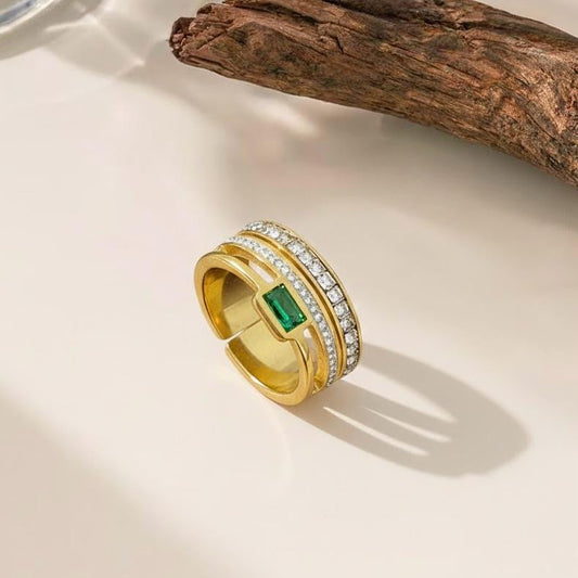 Green Rhinestone Ring