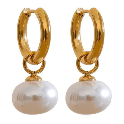 Pearl Round Drop Earrings