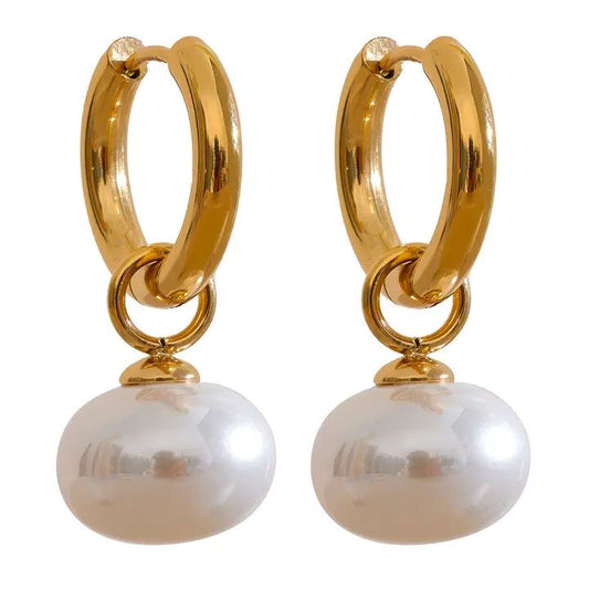 Pearl Round Drop Earrings