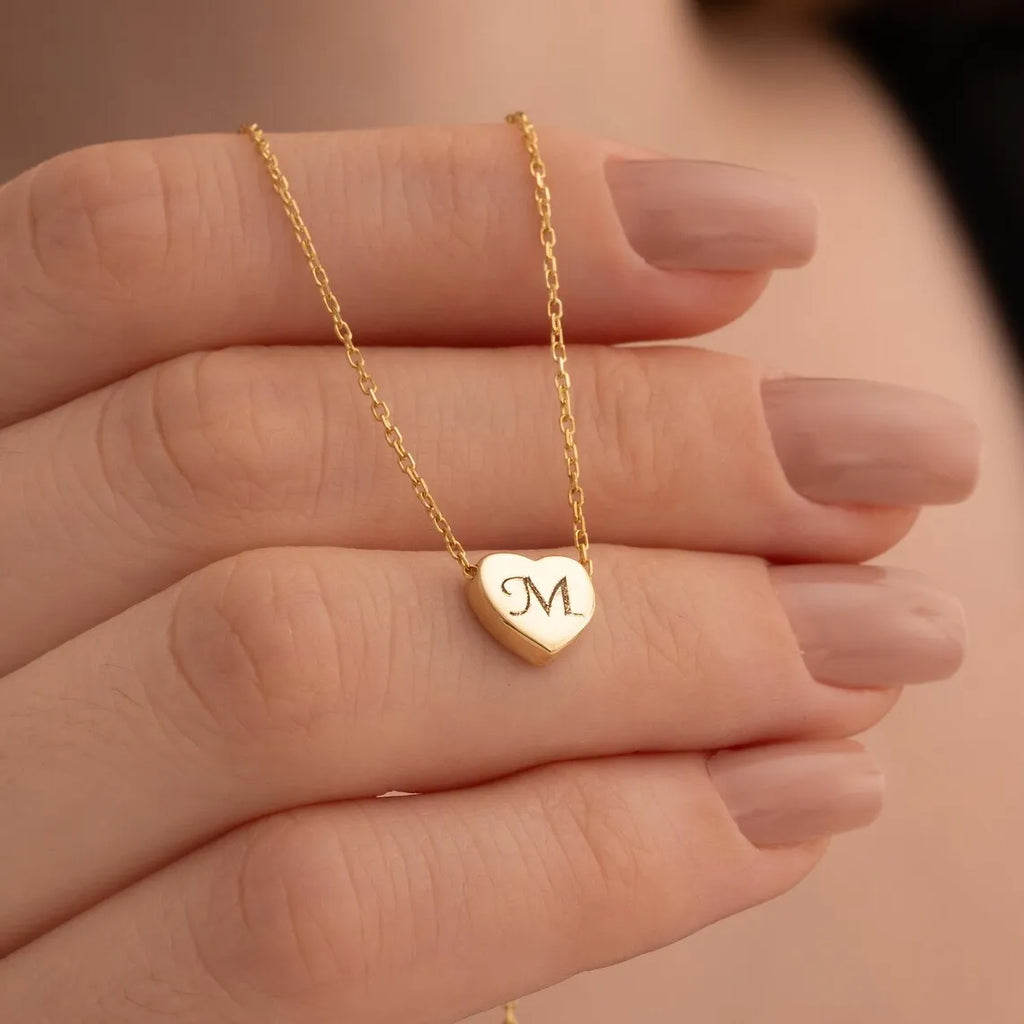 Initial Alphabet Golden Mini Heart Necklace