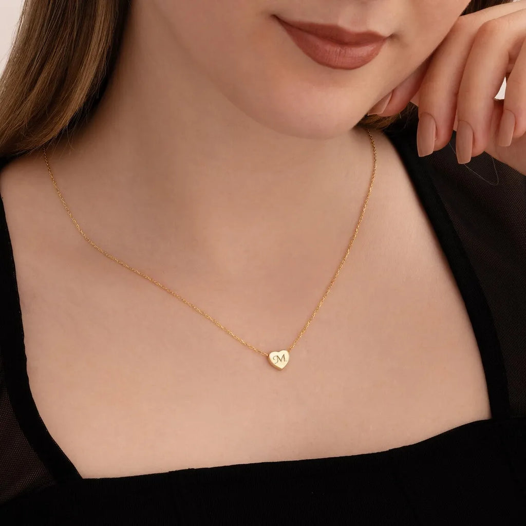 Initial Alphabet Golden Mini Heart Necklace