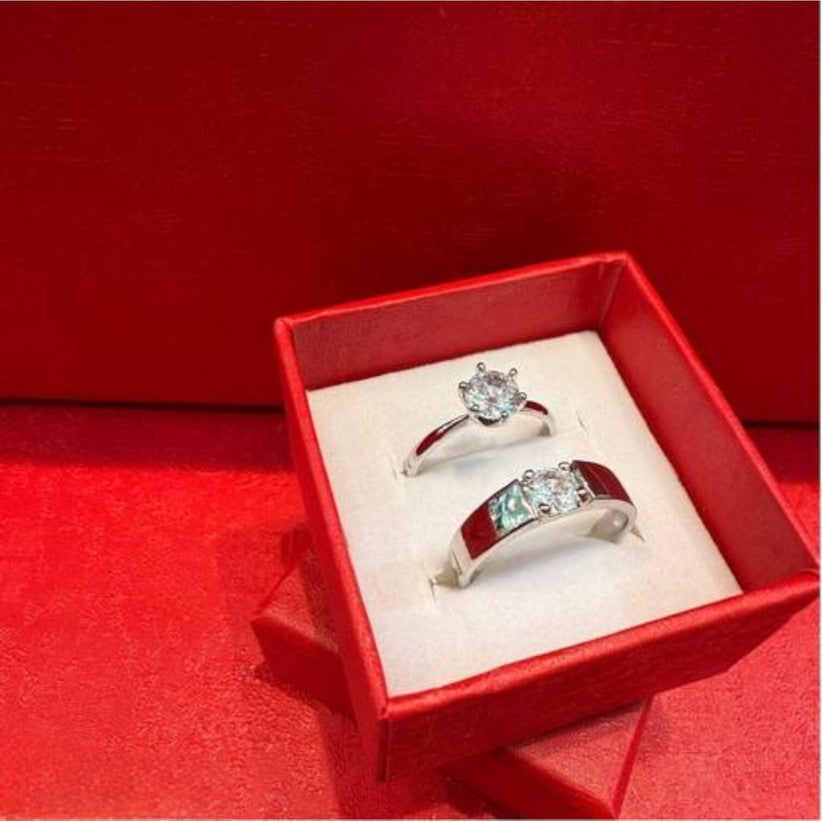 Classic & Modern Silver Couple Rings Set adjustable