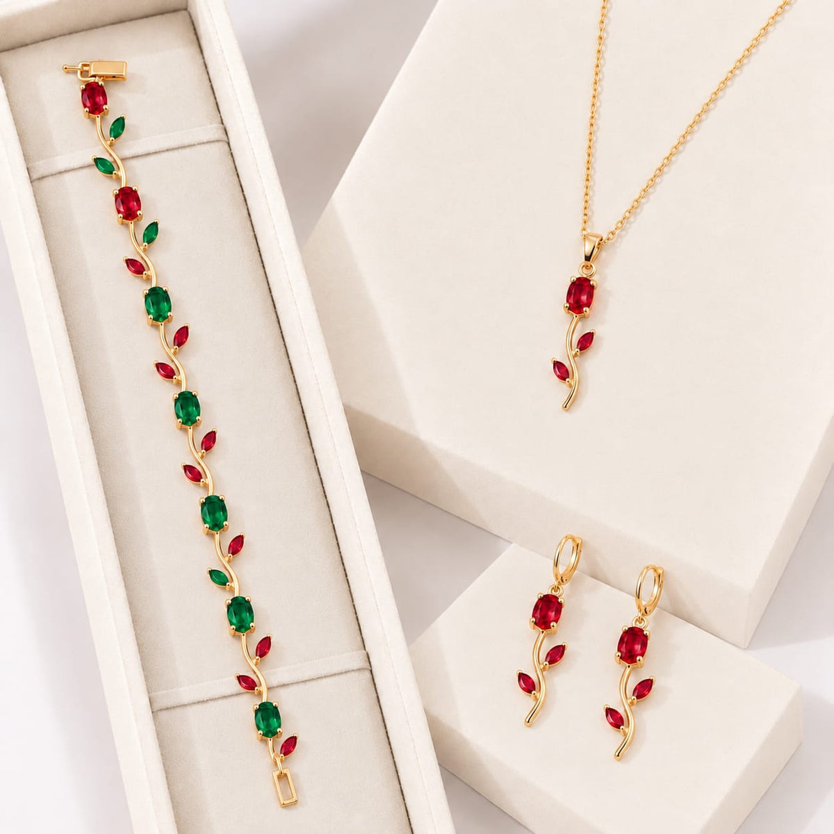 Tulip Necklace Set With Bracelet