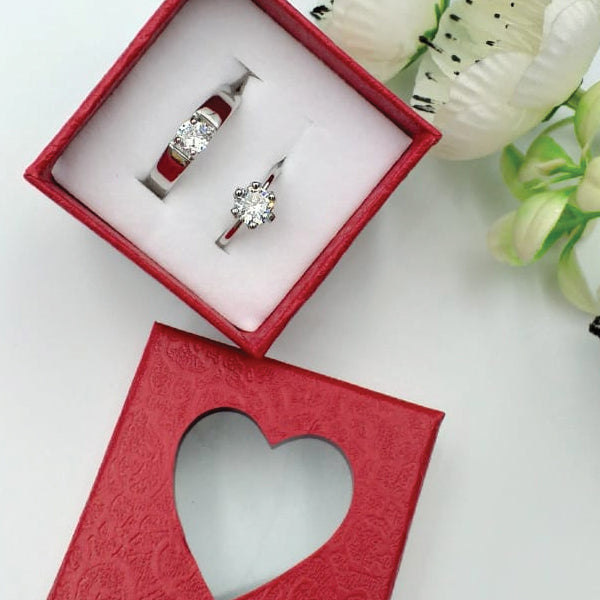 Classic & Modern Silver Couple Rings Set adjustable