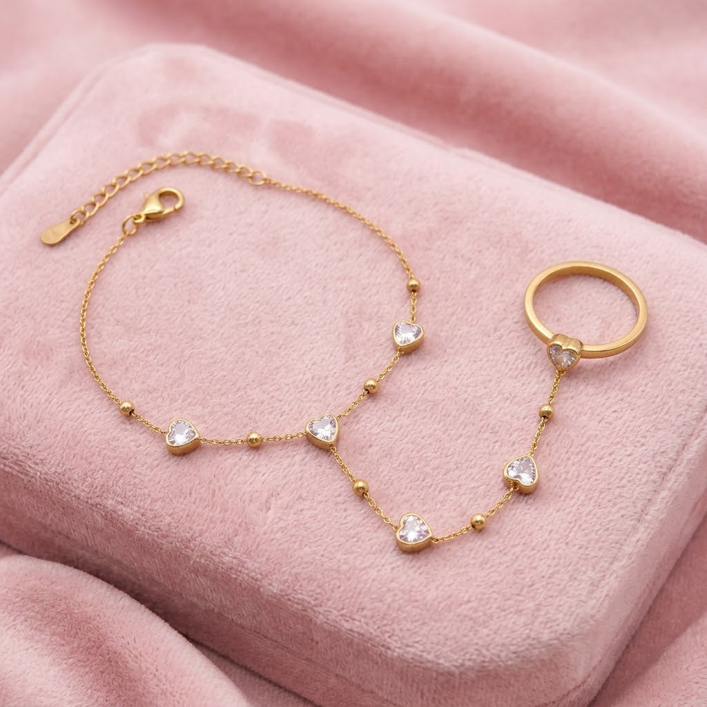 Heart Diamond Bracelet + Adjustable Ring