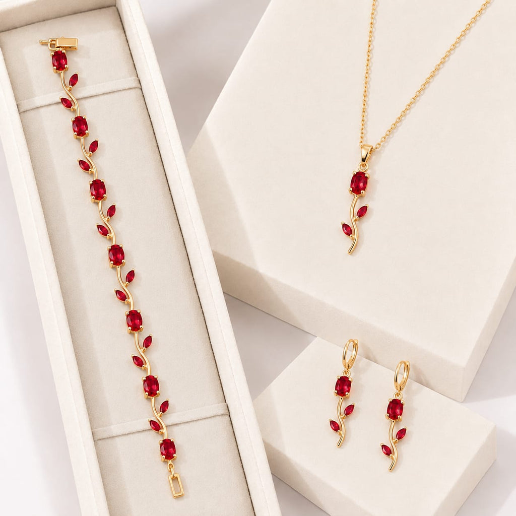 Tulip Necklace Set With Bracelet